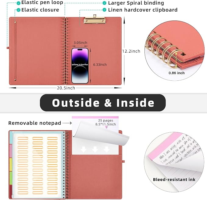 Ospelelf Red Foldable Spiral Clipboard Folio - Image 3