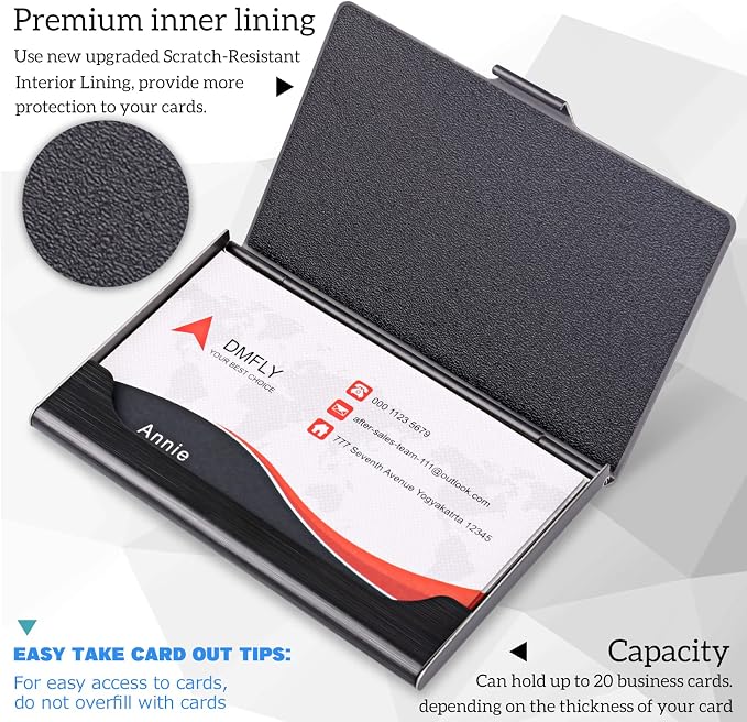 Slim Business Card Case for Men & Women, Pocket Metal Case, Professional - Image 2