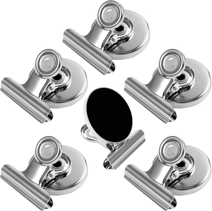 VNDUEEY 6 Pack Silver Refrigerator Magnets Fridge Magnets, Magnetic Clips by VNDUEEY