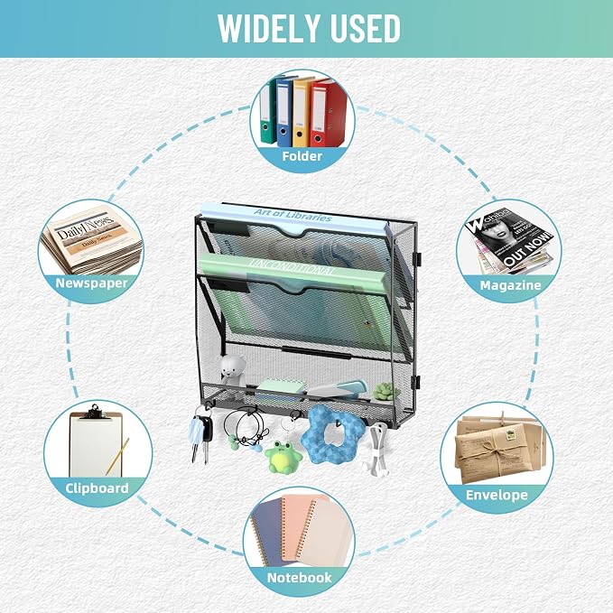 SUPEASY Wall File Organizer, 3 Tier Hanging File Organizer - Image 5