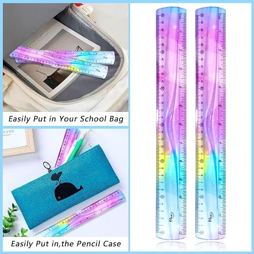 4 PCS 12 Inch Flexible Ruler, Bendable Plastic Ruler, Soft Bendable Gradient - Image 4