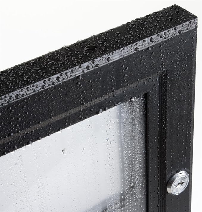 Weather Resistant Bulletin Board with Swing-Open Locking Door, Wall Mounted Notice Board with Magnetic Display Surface, for Indoor or Outdoor Use, Aluminum (Black)-DeskLoop Office