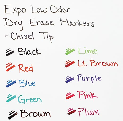 EXPO 80001 Low Odor Chisel Point Dry Erase Markers, 12 Units per Box, 144 - Image 5