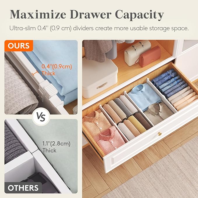 Lifewit 5" High 12 Pack Drawer Dividers, 11.5"-18.5" Adjustable Deep Drawer - Image 6