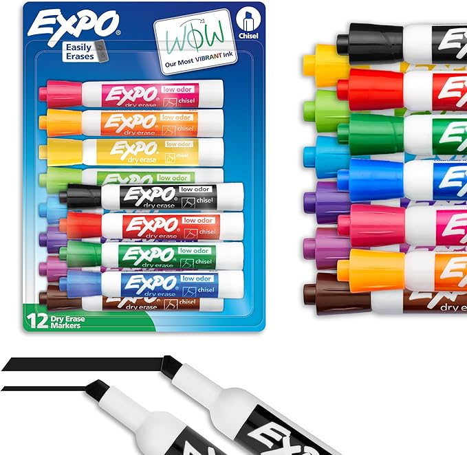 EXPO Dry Erase Markers, Low Odor Ink, Chisel Tip by Unknown