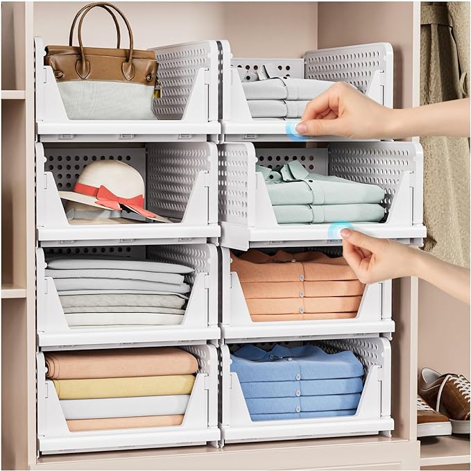 8 Pack Stackable Closet Storage Basket - Image 2