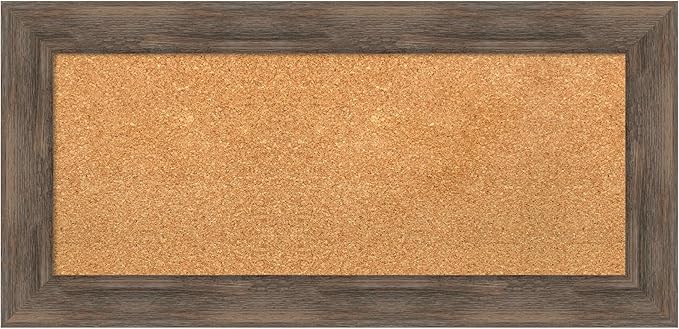 Amanti Art Natural Cork Board for Wall, 17x35 Vision Board with Brown Wood Frame, Medium Corkboard Office Decor for Home Organization, Country Rustic Corkboard Pinboard to Display Items for Home-DeskLoop Office