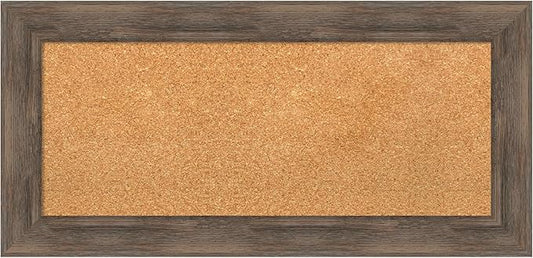 Amanti Art Natural Cork Board for Wall, 17x35 Vision Board with Brown Wood Frame, Medium Corkboard Office Decor for Home Organization, Country Rustic Corkboard Pinboard to Display Items for Home-DeskLoop Office