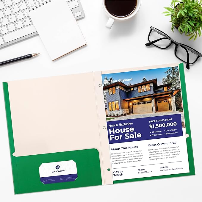 Better Office Products Green Paper 2 Pocket Folders - Image 5