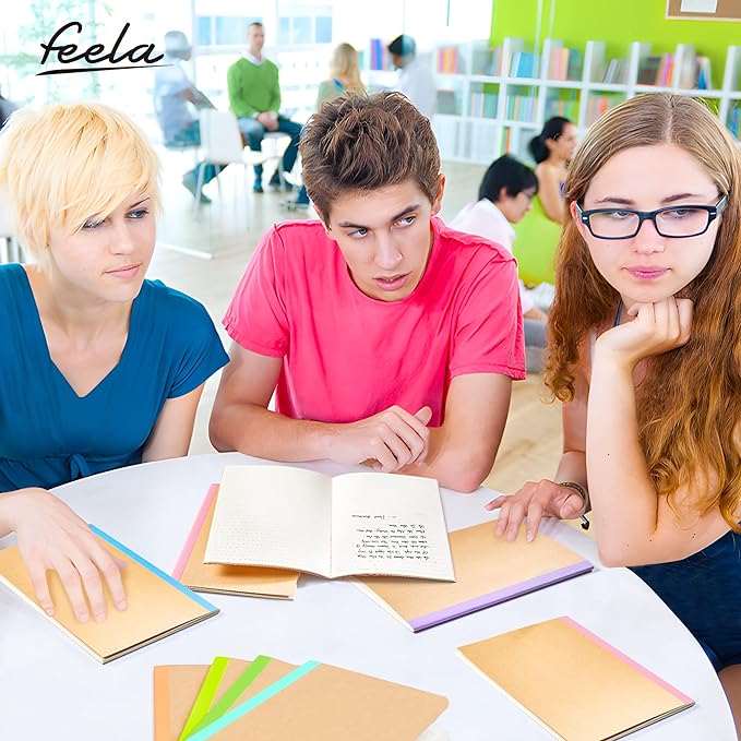 feela 16 Pack Composition Notebook Bulk, Kraft Cover Lined Blank College Ruled - Image 7