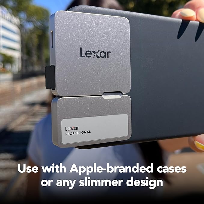 Lexar 1TB Professional Go Portable SSD w/Hub, Supports Apple 4K 60fps ProRes, Up to 1050MB/s, USB 3.2 Gen 2, Rugged, IP65, Ultracompact, Compatible w/iPhone 15/16, External SSD (LSL400S001T-RNSNU)-DeskLoop Office