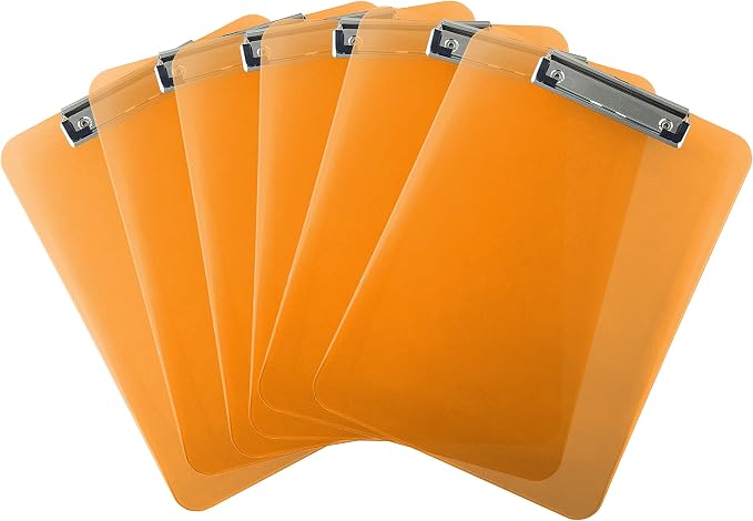 Trade Quest Plastic Clipboard Transparent Color Letter Size Low Profile Clip by Trade+Quest+Global+Corp