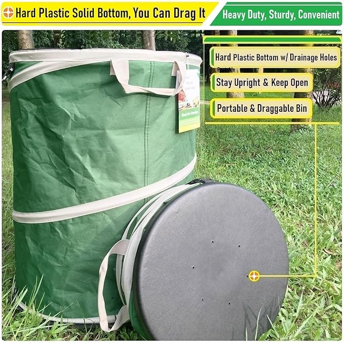 16-Gallon Collapsible Trash Can (16x19 in) Hard-Shell Bottom Yard Garden Bag for Pop-Up Trash Can,Recycling Bin,Yard Waste Container,RV Camping Waste Bin,Laundry Hamper,Lawn Grass,Leaf Bag,Weed Basket-DeskLoop Office