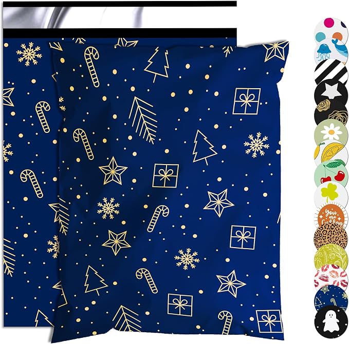Christmas Poly Mailer 12x15.5 Inch 50 Pcs, Waterproof and Tear-Resistant by JOWLROEL