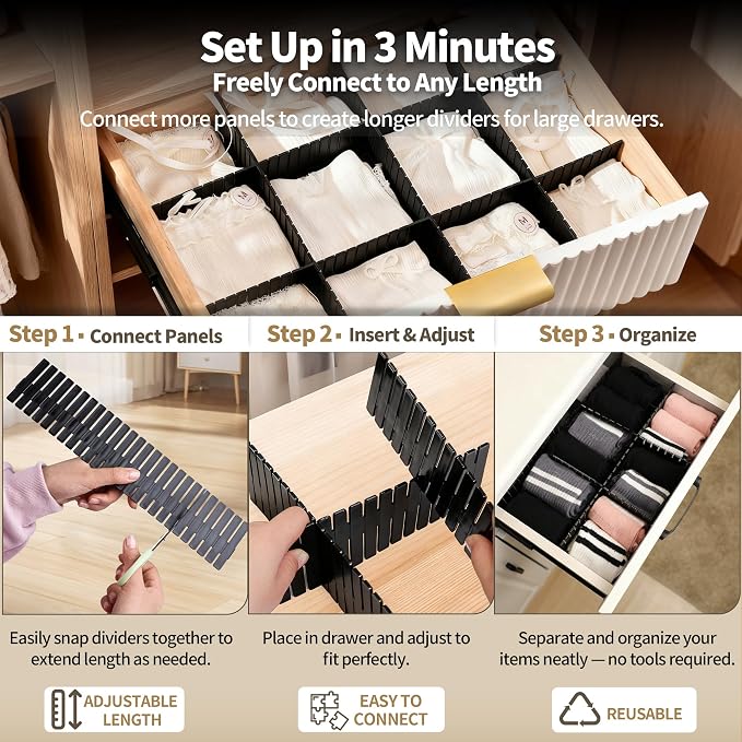 Drawer Divider Adjustable Diy Storage Organizer Separator - Image 4