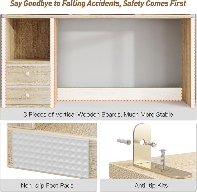 REIBII Desktop Bookshelf, High-Capacity Desk Hutch Organizer - Image 3