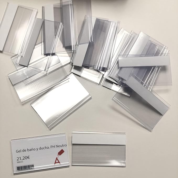 Pack of 100 Transparent Self-Adhesive Label Holders 39 mm Height 70 mm Length - Image 7