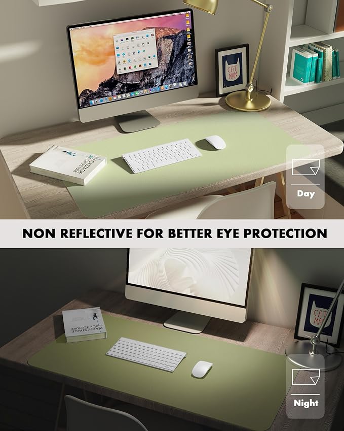 YSAGi Double-Sided Desk Pad, 31.5"x15.7" Leather Desk Mat, Eco Cork Desk Pad - Image 7