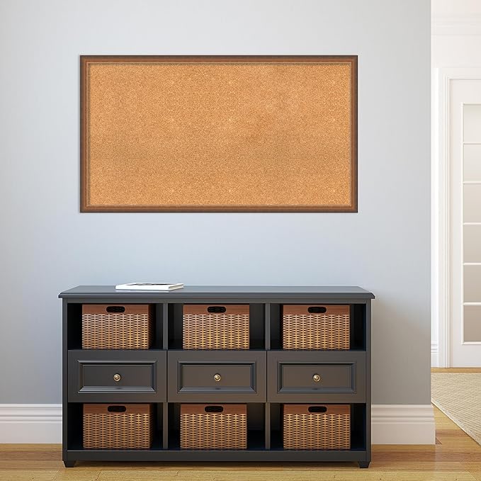 Amanti Art Natural Cork Board for Wall, 26x46 Vision Board with Bronze Frame, Oversize Corkboard Office Decor for Home Organization, Modern Corkboard Pinboard to Display Items for Home Organization-DeskLoop Office
