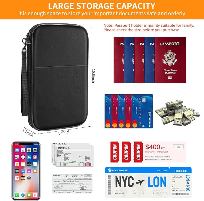 JUNDUN 2500℉ Fireproof Family Passport Holder Upgraded Material | RFID Blocking - Image 7