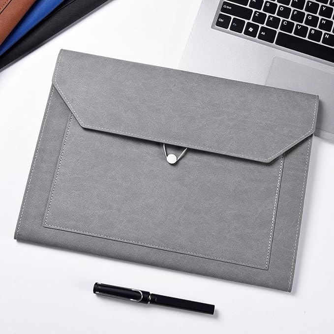 PU Leather A4 File Folder Document Holder 2 Pockets Portfolio Envelope Folder - Image 6