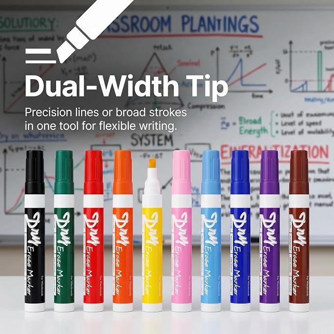 Volcanics Dry Erase Markers Low Odor Chisel Tip Whiteboard Markers Pack of 10 - Image 3