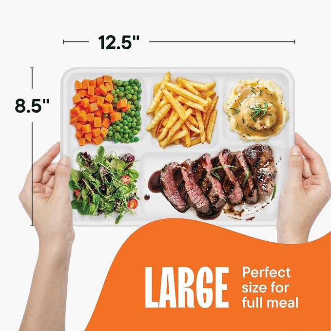 100% Compostable, Large 5 Compartment, Disposable Tray - Image 3