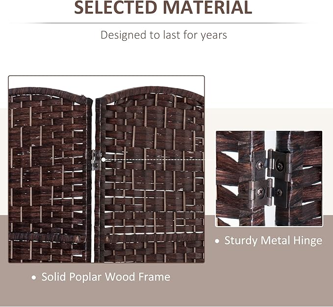 NicBex Room Divider 3 Panel Room Dividers with Wicker Weave Design Partition Room Dividers and Folding Privacy Screens 6 FT Wall Divider for Office, Room Separation,53.25"W x 0.75"D x 70.75"H, Brown-DeskLoop Office