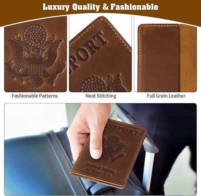 Jack&Chris Leather Passport Holder, Passport Travel Wallet Cover Case - Image 4