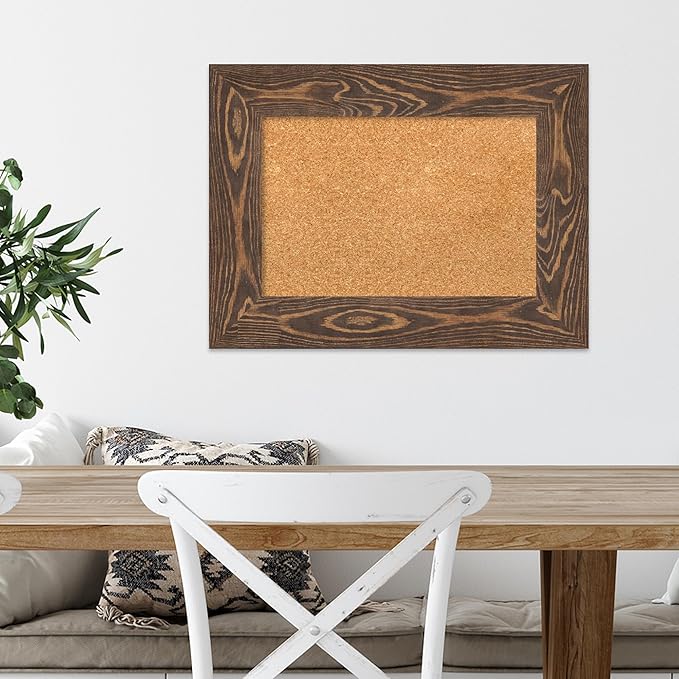 Amanti Art Natural Cork Board for Wall, 18x24 Vision Board with Brown Wood Frame, Small Corkboard Office Decor for Home Organization, Country Rustic Corkboard Pinboard to Display Items for Home-DeskLoop Office