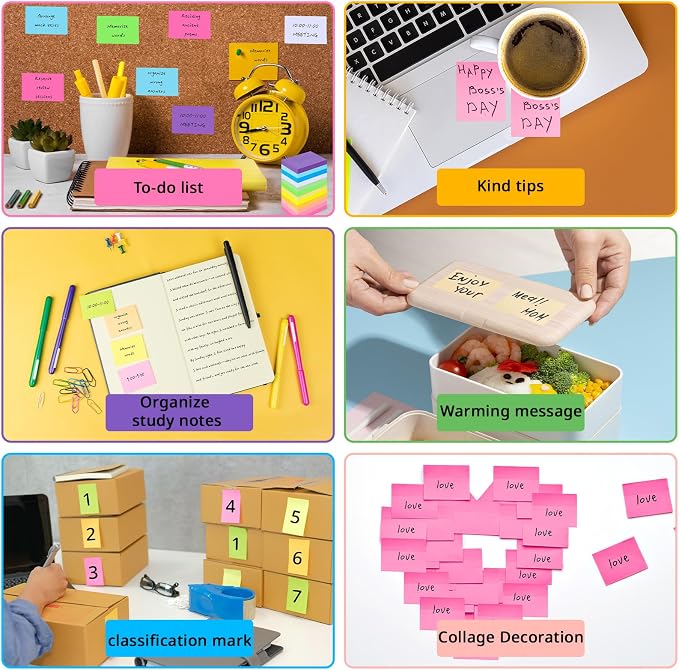 60 Pack Sticky Notes 1.5x2 in, Small Self Stick Note, 12 Color Mini Sticky - Image 7