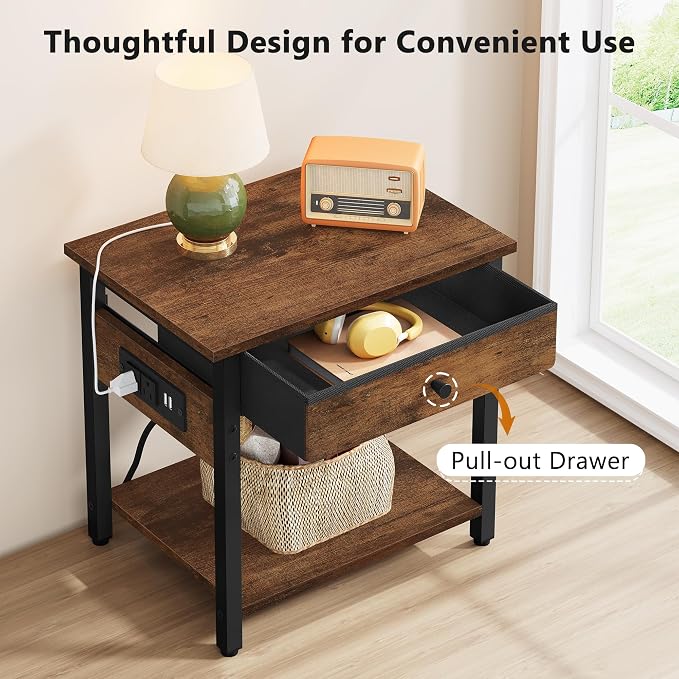 Gewudraw Printer Stand with Charging Station, 2-Tier Under Desk Printer Table - Image 4