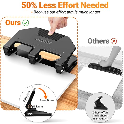 AFMAT 3 Hole Punch Heavy Duty, 9/32" Hole Diameter, 40-Sheet 3 Hole Puncher - Image 3