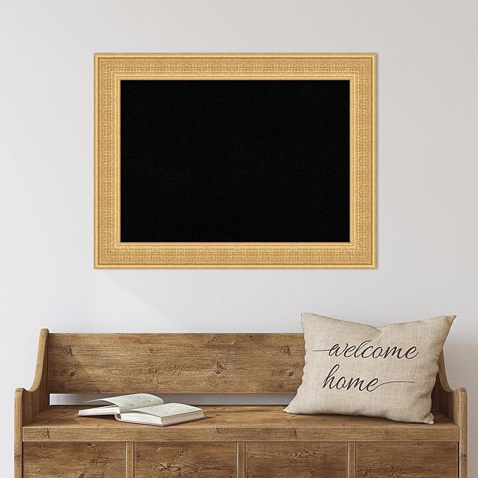 Amanti Art Black Cork Board for Wall, 26x34 Vision Board with Gold Wood Frame, Medium Corkboard Office Decor for Home Organization, Traditional Corkboard Pinboard to display items for home-DeskLoop Office