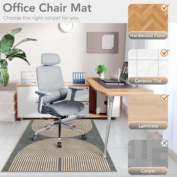 Office Chair Mat for Hardwood Floor&Tile Floor, Under Desk Rug for Rolling - Image 3
