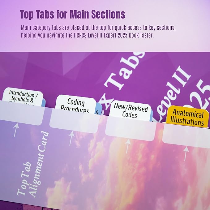 Index Tabs for HCPCS Level II Expert 2025 (AAPC Version), Laminated and Color-Coded HCPCS 2025 Book Tabs, with Clear Alignment Guide and Bookmark (Book NOT Included)-DeskLoop Office