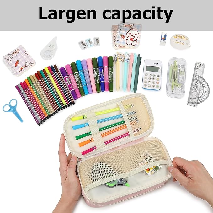 Large Capacity Pencil Case Multi-Slot Pencil Pouch Durable Pencil Box Portable Office Pen Bag with Zipper-DeskLoop Office
