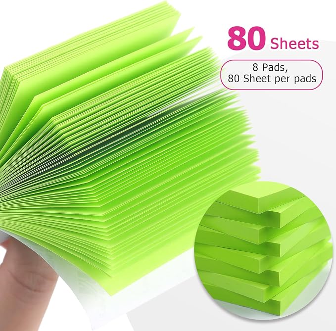 Sticky Notes 3x3 Self-Stick Notes Bright Colors Sticky Notes 8 Pads 80 Sheet/Pad - Image 4