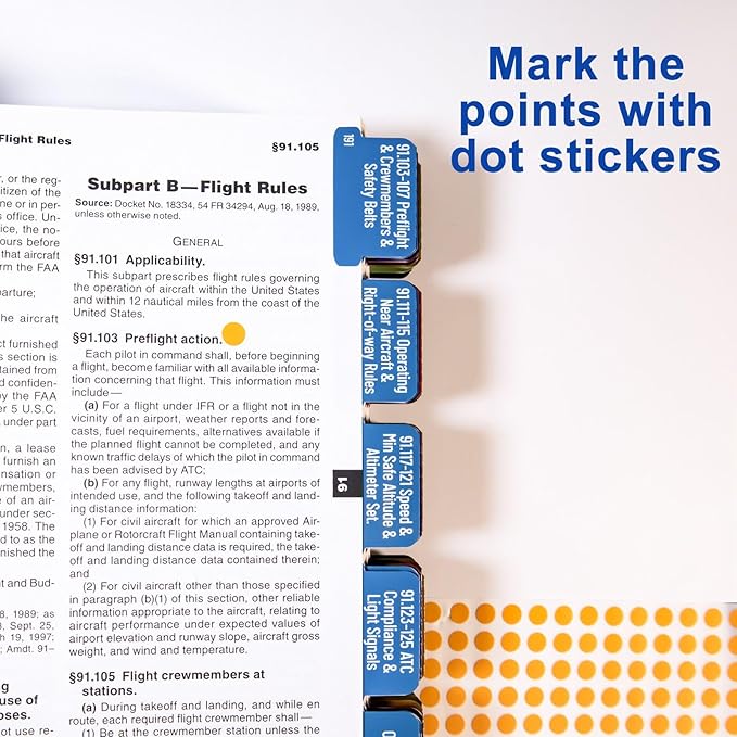 FAR/AIM 2024 Tabs, Color-Coded and Laminated Index Tabs for Private Pilot's License, FAA VFR, 90 Pre-Printed and 10 Blank Tabs (Book Not Included)-DeskLoop Office