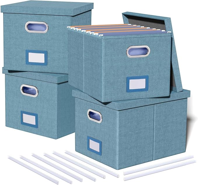 Oterri 4 Pack File Storage Organizer, Document Organizer, Portable File Box by Oterri