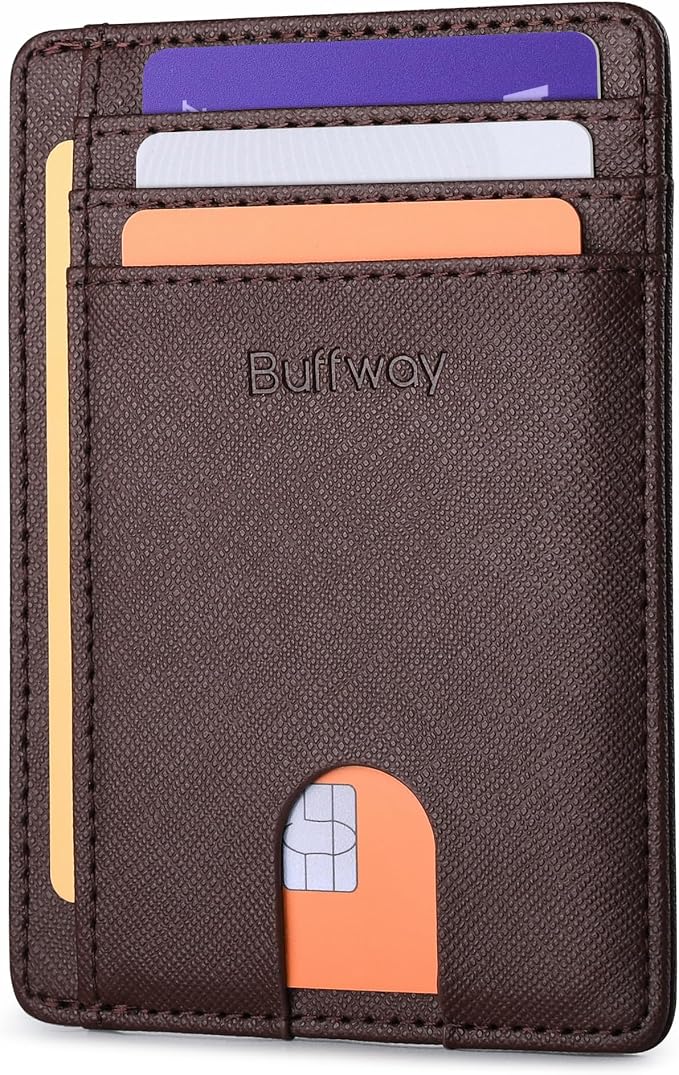 Buffway Slim Minimalist Front Pocket RFID Blocking Leather Wallets by Buffway