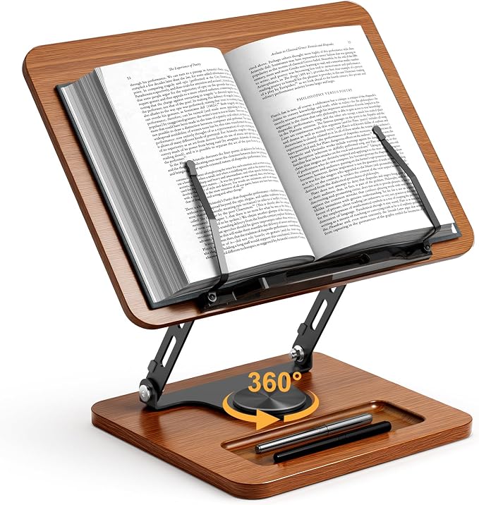 OPTIXCELL Book Stand for Reading, 360° Rotating Hands Free Book Holder by OPTIXCELL