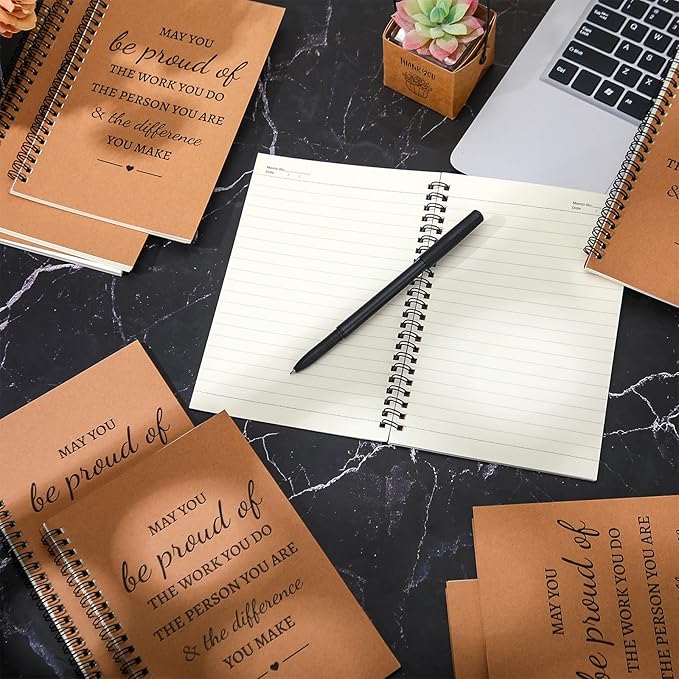 Colarr 60 Pcs A5 Inspirational Spiral Notebook Bulk Appreciation Gift 6x8 Inch Motivational Notepad 100 Page/50sheet Lined College Ruled Journal for Employee Coworker Teacher Nurse (Brown)-DeskLoop Office