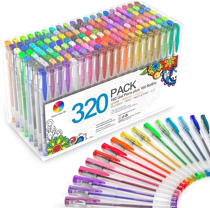 320 Pack Gel Pens Set, Smart Color Art 160 Colors Gel Pen by Unknown