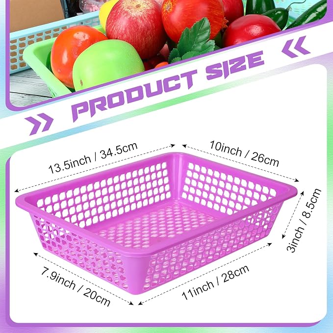 Zhehao 14 x 10 x 3 Inch 16 Pack Paper Organizer Basket Small Plastic Storage - Image 2