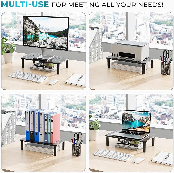 BONTEC Monitor Stand for Desk 2 Pack, 3-Level Height Adjustable Metal Monitor - Image 9