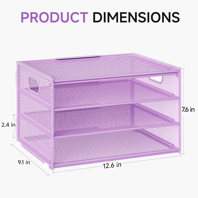 Lavatino 3-Tier Letter Tray Desk Organizer, Mesh Paper File Tray Organizer - Image 7