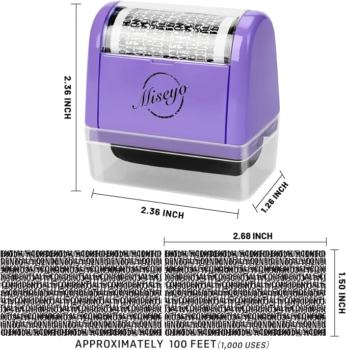 Miseyo Wide Identity Theft Protection Roller Stamp Set - Image 2