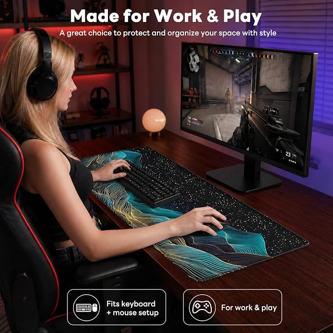 Desk Mat, Big Desk Pad, 31.5x11.8 Inches Extended Big Gaming Mouse Pad - Image 7