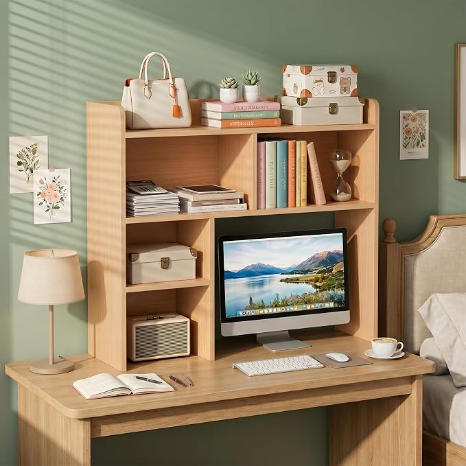 SUPER DEAL Desktop Bookshelf, Countertop Storage Hutch - Image 8